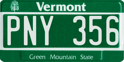 VT license plate PNY356