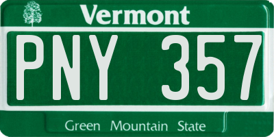 VT license plate PNY357