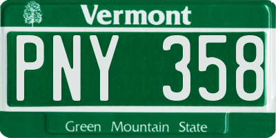 VT license plate PNY358