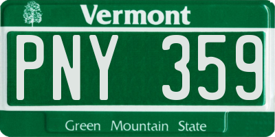 VT license plate PNY359