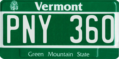 VT license plate PNY360