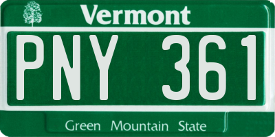 VT license plate PNY361
