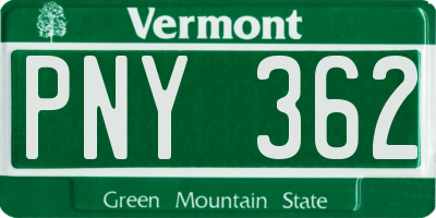 VT license plate PNY362