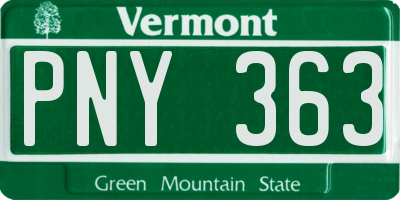 VT license plate PNY363