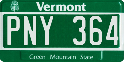 VT license plate PNY364