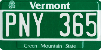 VT license plate PNY365