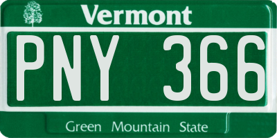 VT license plate PNY366