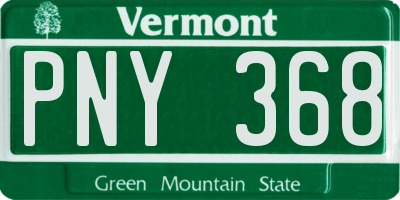 VT license plate PNY368