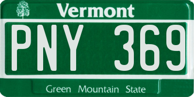 VT license plate PNY369