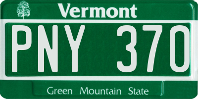 VT license plate PNY370