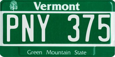 VT license plate PNY375
