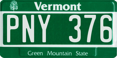 VT license plate PNY376