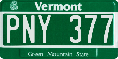 VT license plate PNY377