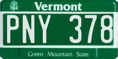 VT license plate PNY378