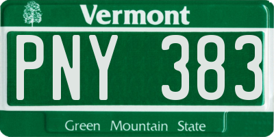 VT license plate PNY383