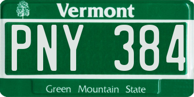 VT license plate PNY384