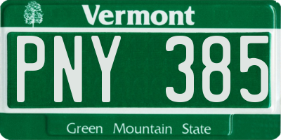 VT license plate PNY385