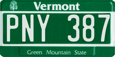 VT license plate PNY387