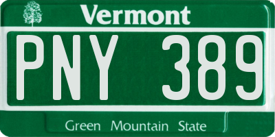 VT license plate PNY389
