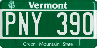 VT license plate PNY390
