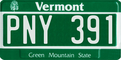 VT license plate PNY391