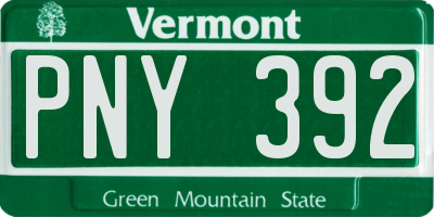 VT license plate PNY392