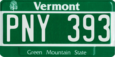 VT license plate PNY393