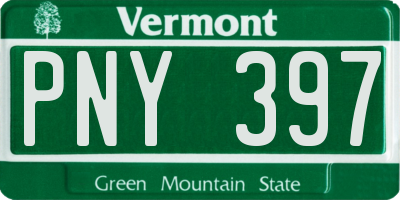 VT license plate PNY397