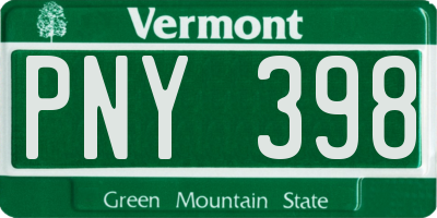 VT license plate PNY398