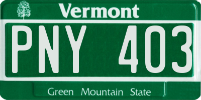 VT license plate PNY403