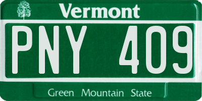VT license plate PNY409