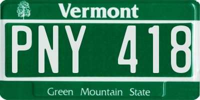VT license plate PNY418