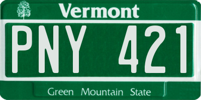 VT license plate PNY421