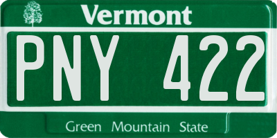 VT license plate PNY422
