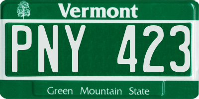 VT license plate PNY423