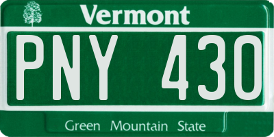 VT license plate PNY430