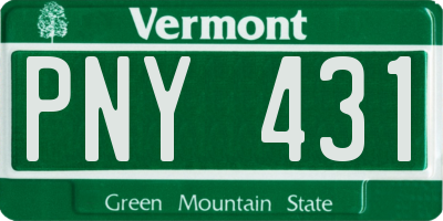 VT license plate PNY431