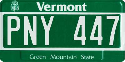VT license plate PNY447
