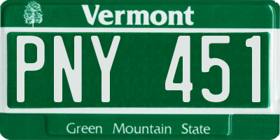 VT license plate PNY451