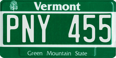 VT license plate PNY455