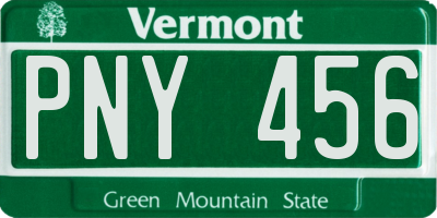 VT license plate PNY456