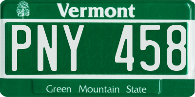 VT license plate PNY458