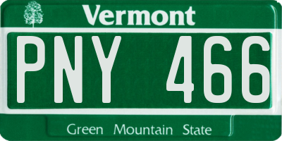 VT license plate PNY466