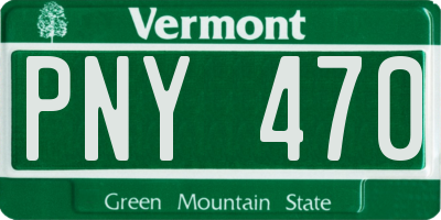 VT license plate PNY470