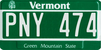 VT license plate PNY474
