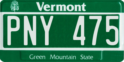 VT license plate PNY475