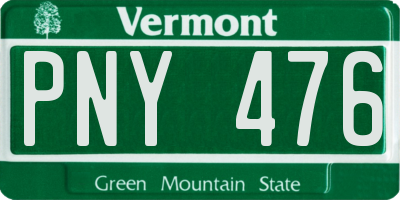 VT license plate PNY476