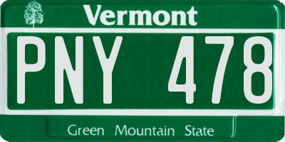 VT license plate PNY478