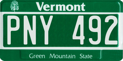 VT license plate PNY492