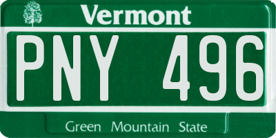 VT license plate PNY496